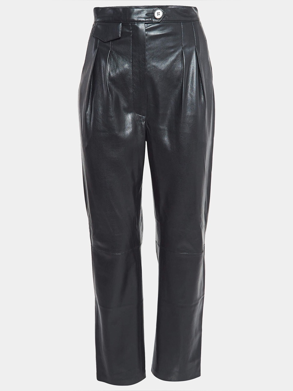 Nanushka Black Faux Leather Pleated Trousers Size Small